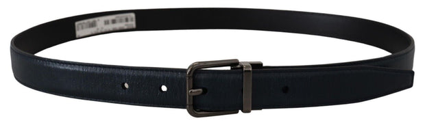 Elegant Dark Blue Leather Belt Dolce & Gabbana