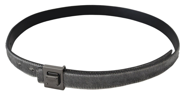 Elegant Silver Leather Designer Belt Dolce & Gabbana