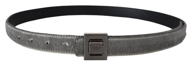 Elegant Silver Leather Designer Belt Dolce & Gabbana