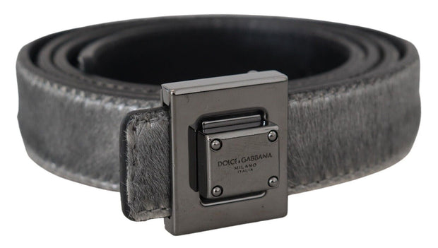 Elegant Silver Leather Designer Belt Dolce & Gabbana