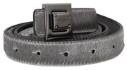 Elegant Silver Leather Designer Belt Dolce & Gabbana