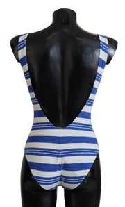 Riviera Chic Blue Striped One Piece Swimsuit Dolce & Gabbana