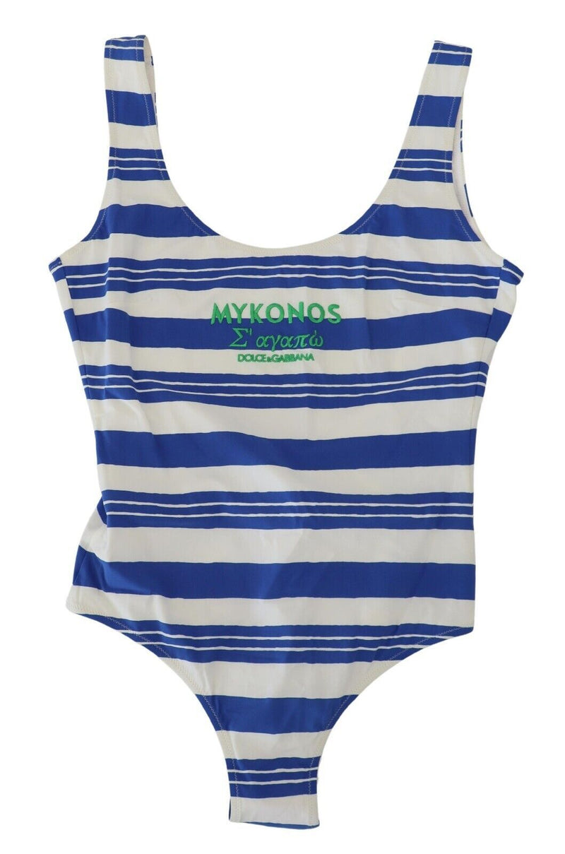 Riviera Chic Blue Striped One Piece Swimsuit Dolce & Gabbana