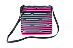 Jae Nylon Leather Flat Pink Striped Multi Crossbody HandBag Purse Kate Spade