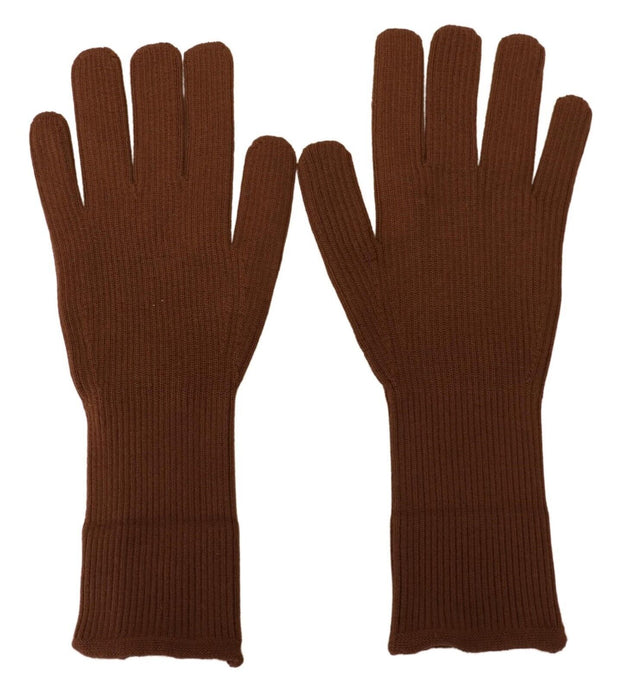 Elegant Brown Cashmere Winter Gloves Dolce & Gabbana