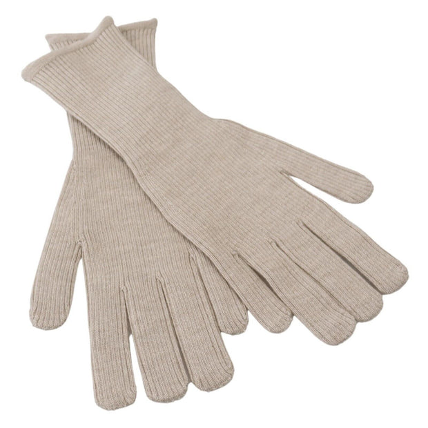 Elegant Ivory Cashmere-Silk Blend Gloves Dolce & Gabbana