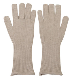 Elegant Ivory Cashmere-Silk Blend Gloves Dolce & Gabbana