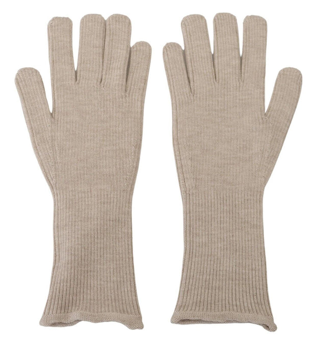 Elegant Ivory Cashmere-Silk Blend Gloves Dolce & Gabbana