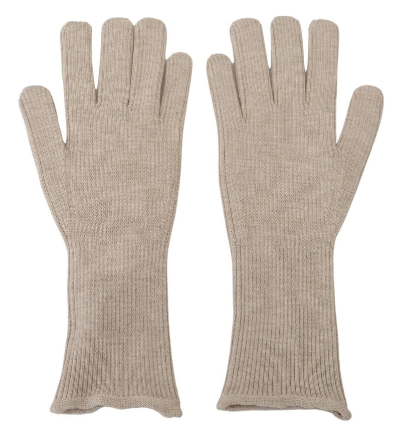 Elegant Ivory Cashmere-Silk Blend Gloves Dolce & Gabbana