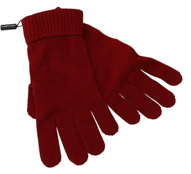 Elegant Red Cashmere Winter Gloves Dolce & Gabbana