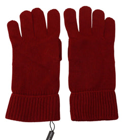 Elegant Red Cashmere Winter Gloves Dolce & Gabbana