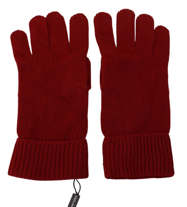 Elegant Red Cashmere Winter Gloves Dolce & Gabbana