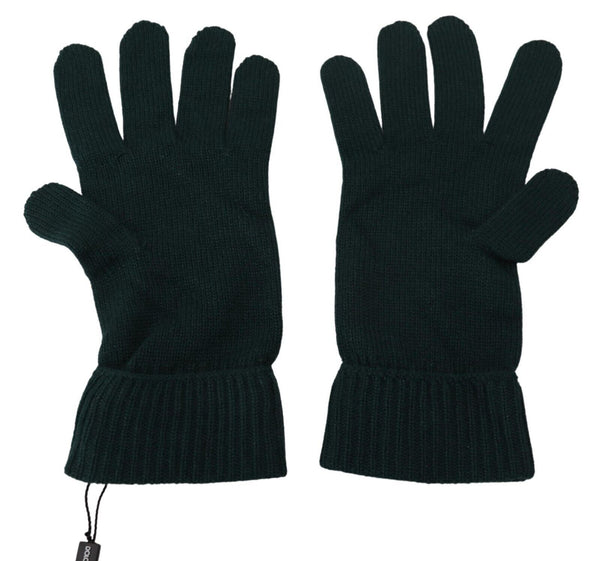 Elegant Cashmere Wrist Length Gloves in Dark Green Dolce & Gabbana