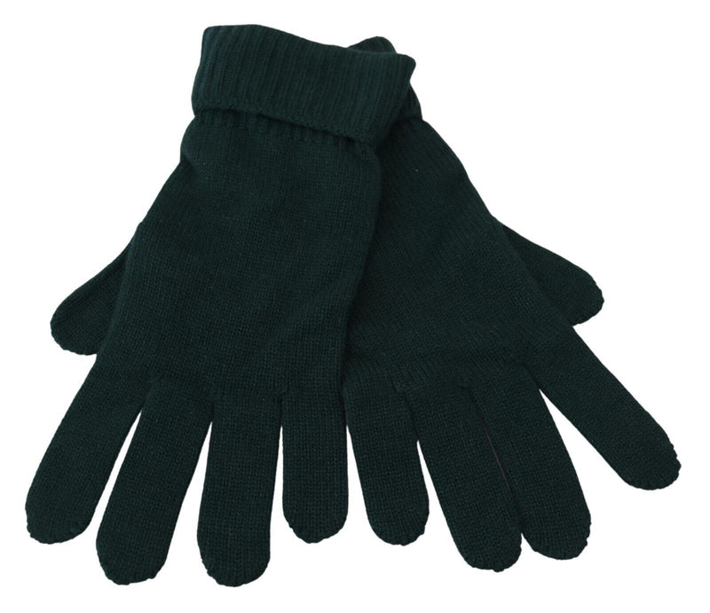 Elegant Cashmere Wrist Length Gloves in Dark Green Dolce & Gabbana