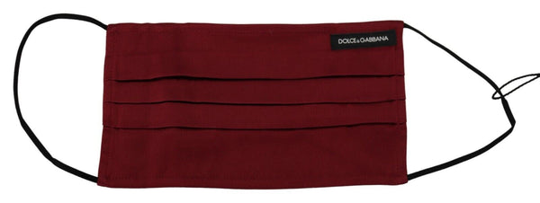 Elegant Maroon Silk Pleated Face Mask Dolce & Gabbana