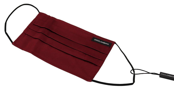 Elegant Maroon Silk Pleated Face Mask Dolce & Gabbana