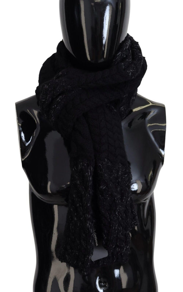 Elite Black Wool Blend Men's Scarf Dolce & Gabbana