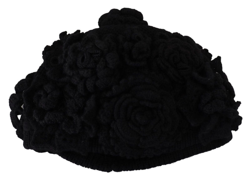 Elegant Black Virgin Wool Beanie Hat Dolce & Gabbana