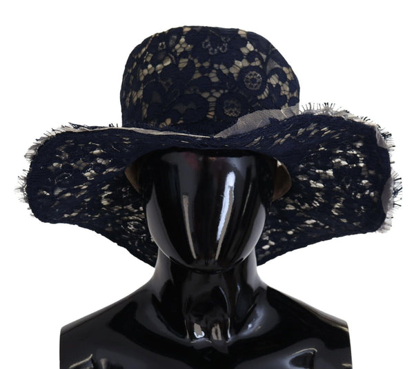 Elegant Wide Brim Blue Hat Dolce & Gabbana