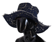 Elegant Wide Brim Blue Hat Dolce & Gabbana