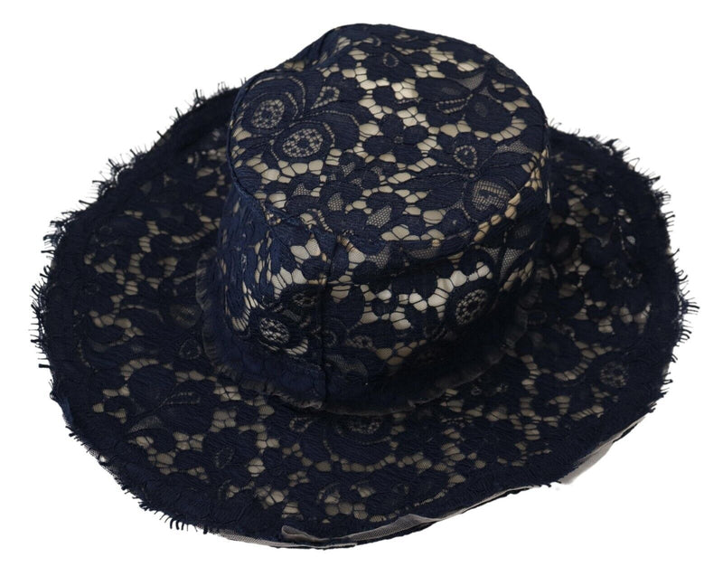 Elegant Wide Brim Blue Hat Dolce & Gabbana