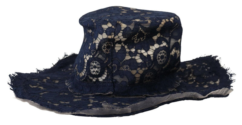 Elegant Wide Brim Blue Hat Dolce & Gabbana