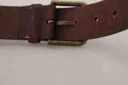 Elegant Brown Leather Belt with Metal Buckle Dolce & Gabbana