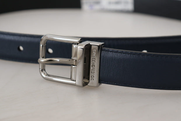 Elegant Blue Calf Leather Belt Dolce & Gabbana