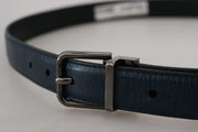 Elegant Dark Blue Leather Belt Dolce & Gabbana