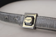 Elegant Silver Leather Designer Belt Dolce & Gabbana