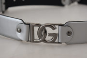 Chic Silver Leather Belt with Metal Buckle Dolce & Gabbana