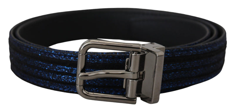 Elegant Blue Jacquard Leather Belt Dolce & Gabbana