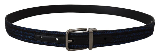 Elegant Blue Jacquard Leather Belt Dolce & Gabbana