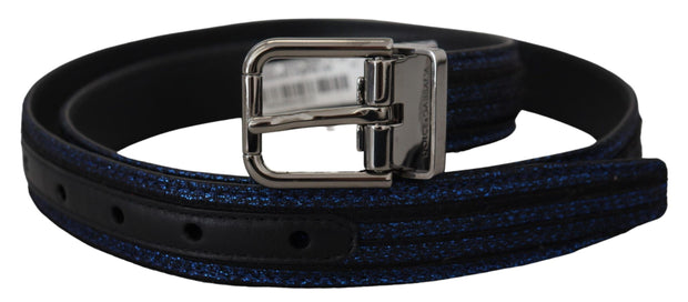 Elegant Blue Jacquard Leather Belt Dolce & Gabbana