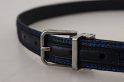 Elegant Blue Jacquard Leather Belt Dolce & Gabbana