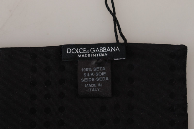 Elegant Silk-Wool Fringed Scarf in Dark Blue Dolce & Gabbana