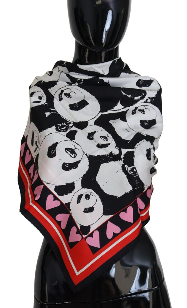 Elegant Panda Print Silk Scarf Dolce & Gabbana