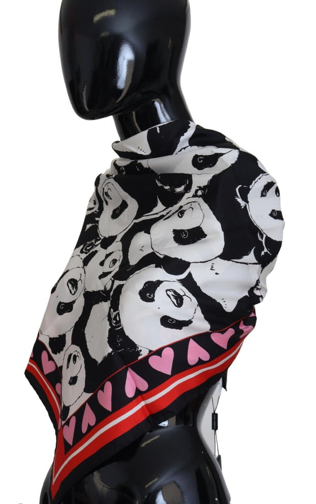 Elegant Panda Print Silk Scarf Dolce & Gabbana