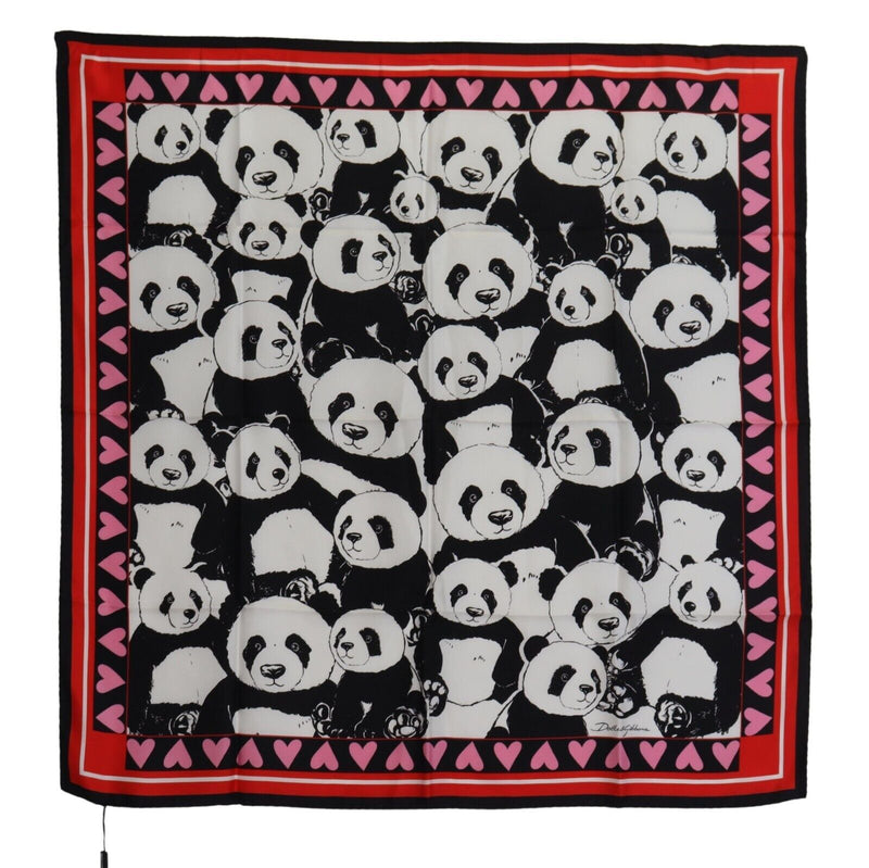 Elegant Panda Print Silk Scarf Dolce & Gabbana