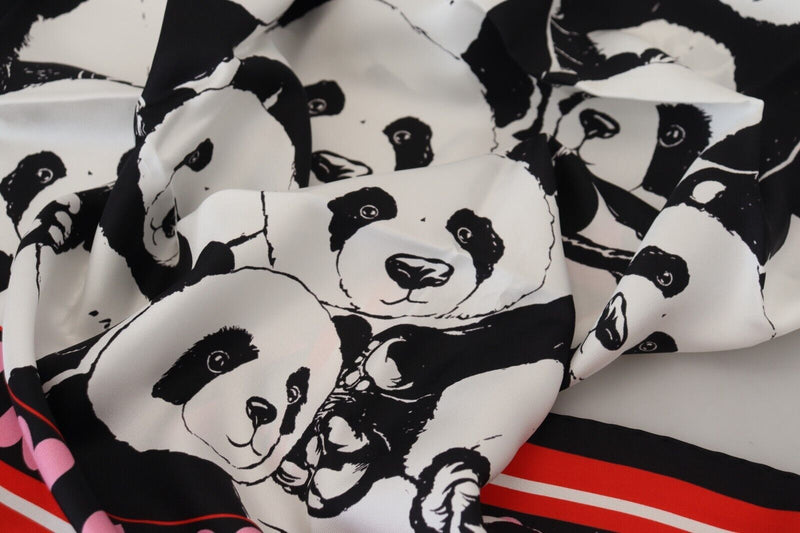 Elegant Panda Print Silk Scarf Dolce & Gabbana