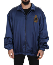 Regal Blue Silk Bomber Jacket Dolce & Gabbana