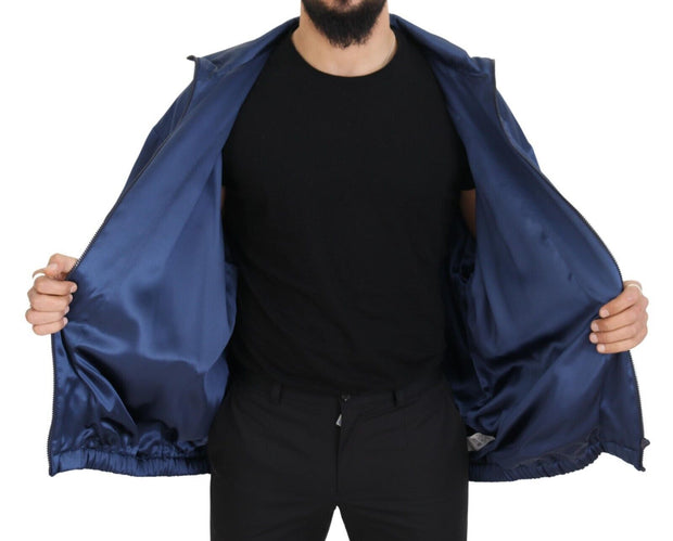 Regal Blue Silk Bomber Jacket Dolce & Gabbana