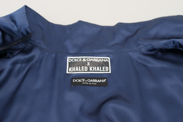 Regal Blue Silk Bomber Jacket Dolce & Gabbana