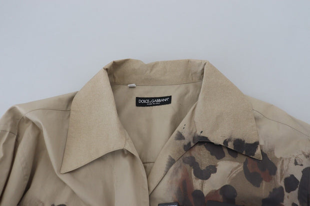 Beige Cotton Button-Down Casual Shirt Dolce & Gabbana