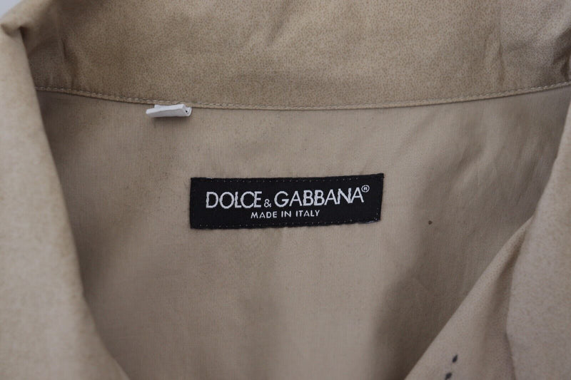 Beige Cotton Button-Down Casual Shirt Dolce & Gabbana