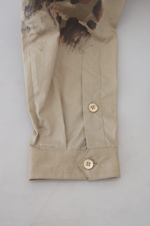 Beige Cotton Button-Down Casual Shirt Dolce & Gabbana