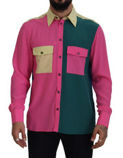 Elegant Multicolor Silk Button-Down Shirt Dolce & Gabbana