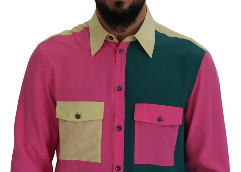 Elegant Multicolor Silk Button-Down Shirt Dolce & Gabbana