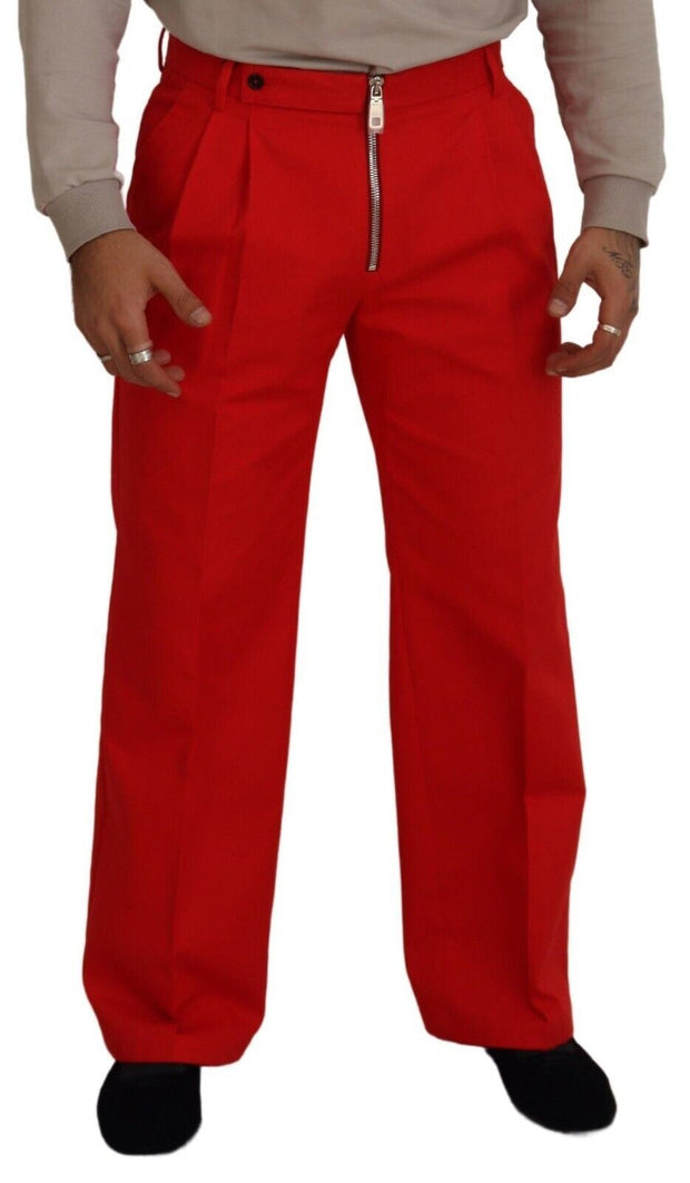 Stunning Red Mainline Cotton Pants Dolce & Gabbana