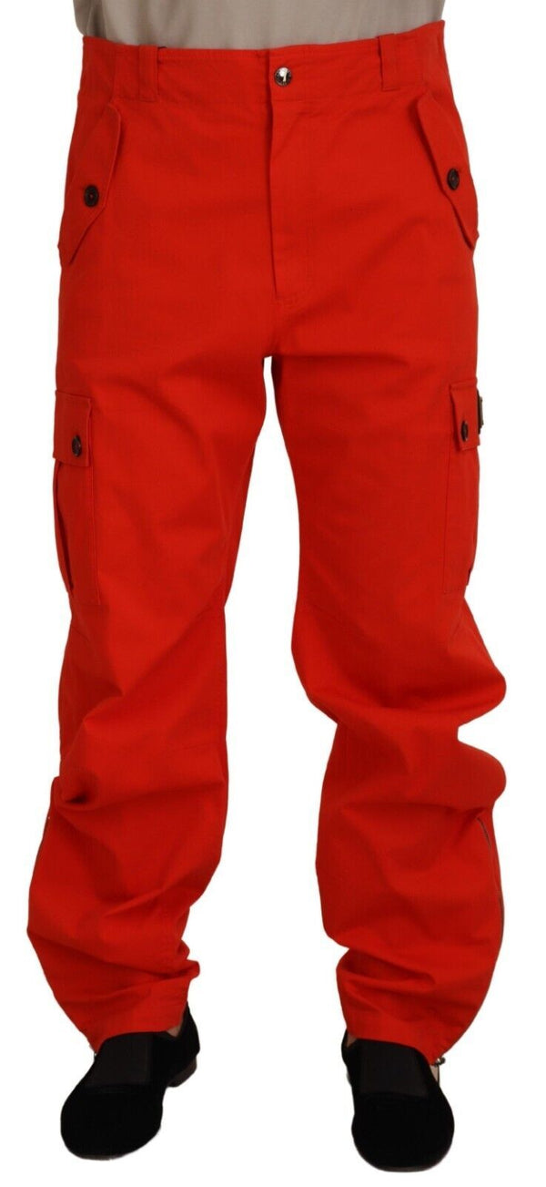 Elegant Red Cotton Blend Trousers Dolce & Gabbana